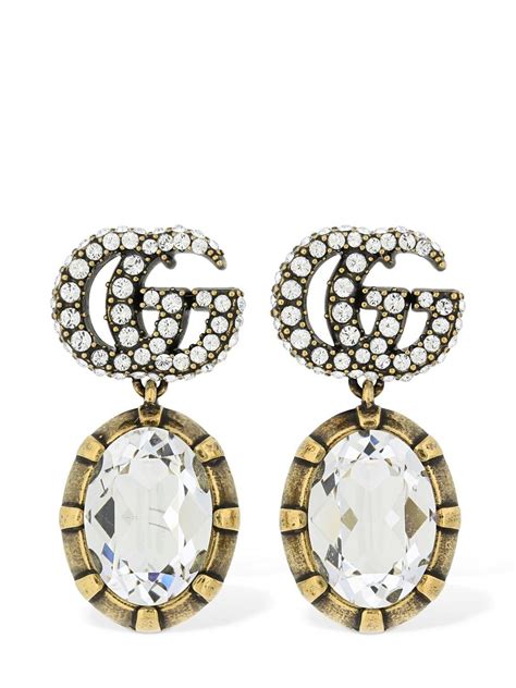 gucci women's metallic earrings with crystals and glass|Gucci orecchini earrings.